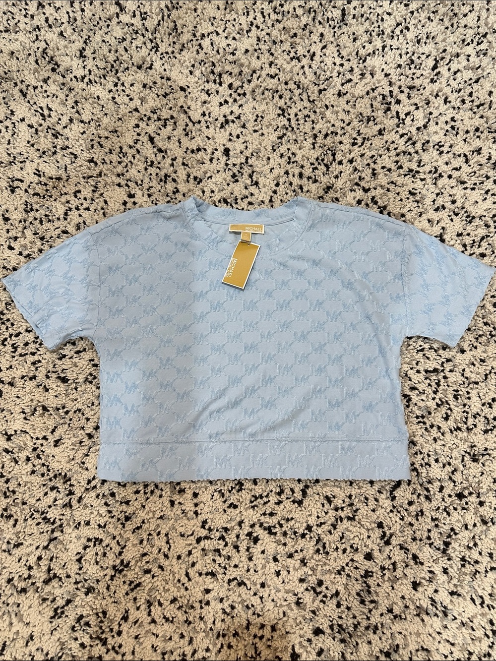 Michael Kors Baby Blue Short Sleeve Cropped Top size M